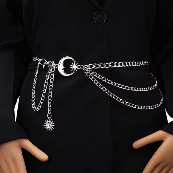 Waist Chain Belt for Dress Skirt Belts with Moon Star Waistbands 41” - Picture 2 of 4